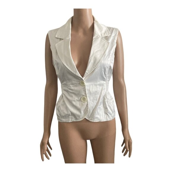 MKM Designs Blouse Womens Large White Sleeveless Tie Back - Picture 5 of 7